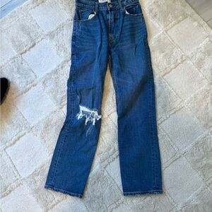 Abercrombie & Fitch Distressed Ankle Straight Ultra High Rise